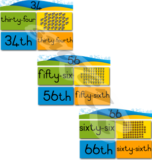 A4E NUMBER CARDS (34-66 CARDINAL/ORDINAL)